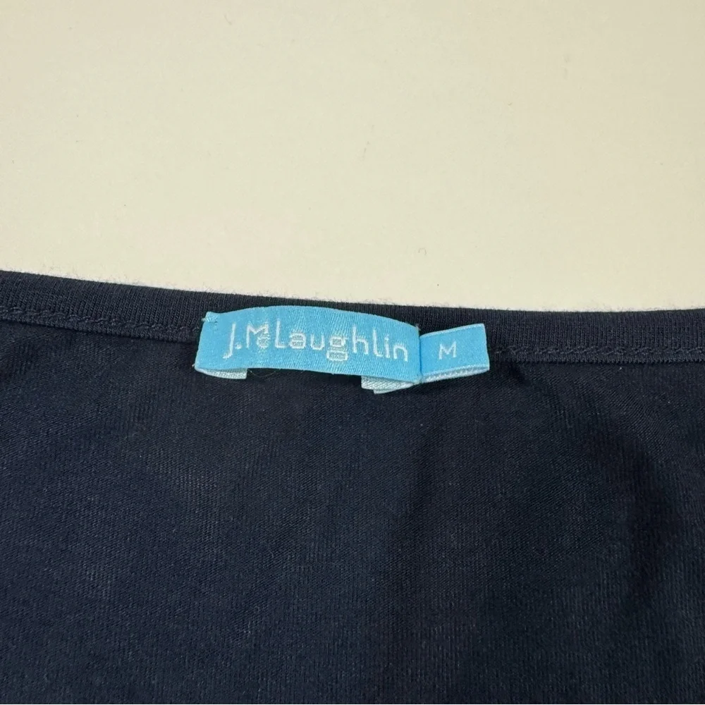 J McLaughlin Drape Neck Shirt Long Sleeve Dark Blue